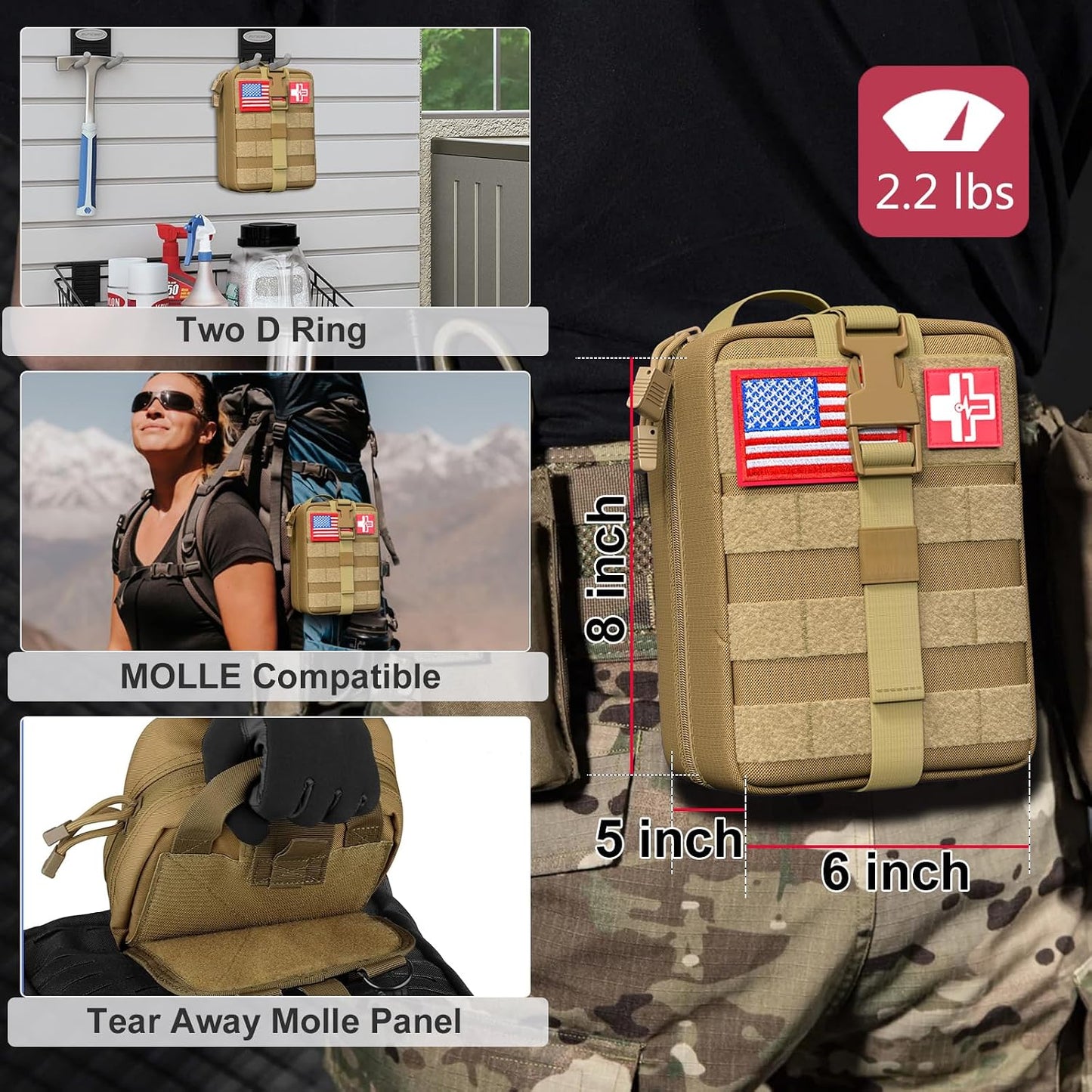 Kit primeros auxilios Molle táctico camping caza