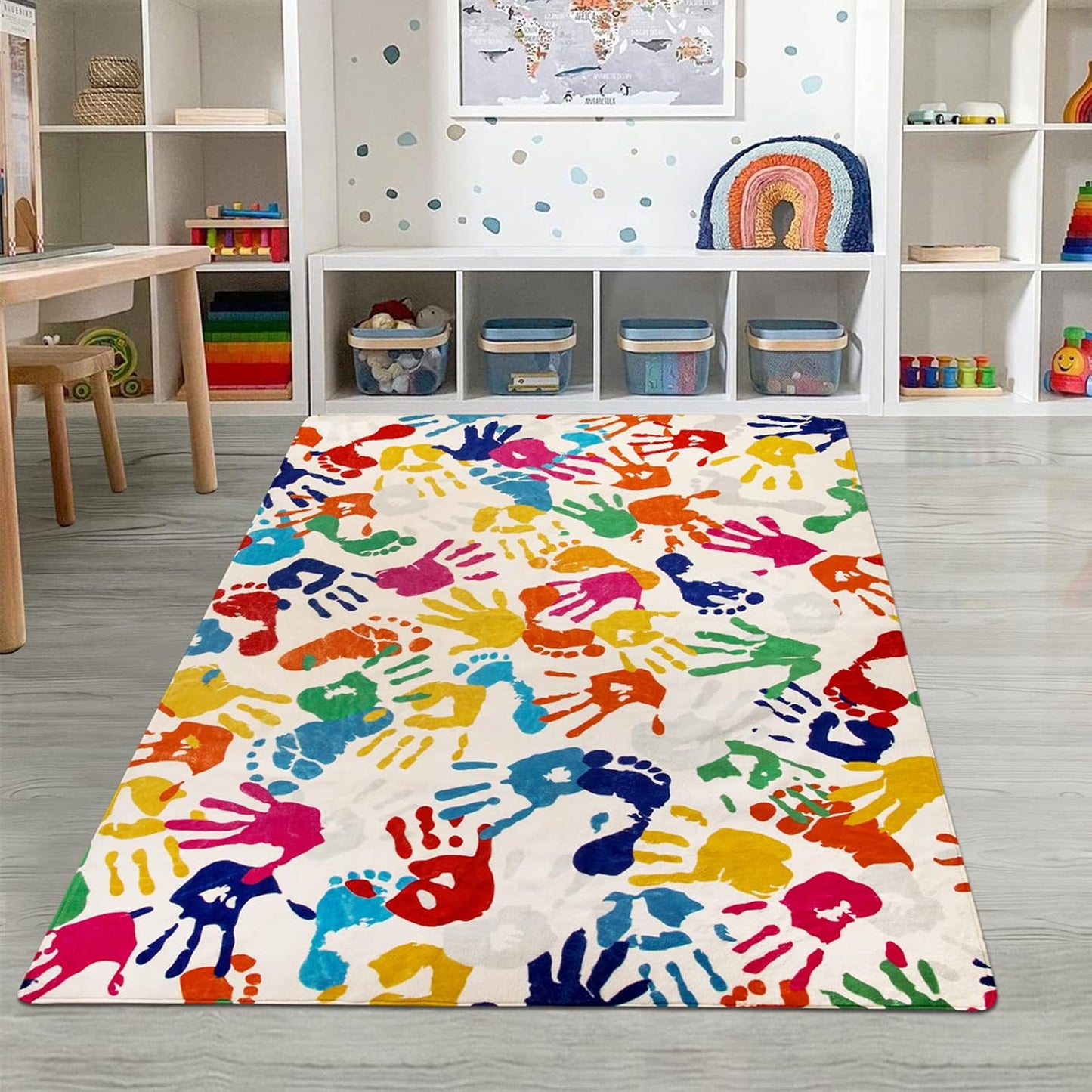 Alfombra antiderrap para bebés 5x7pulg colorida lavable
