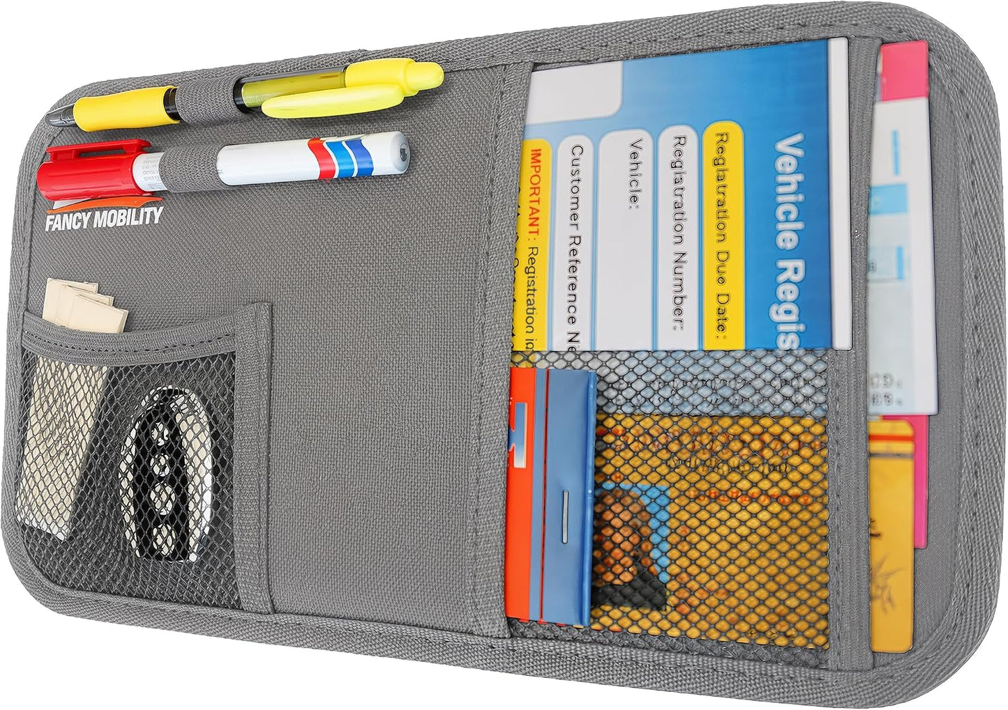 Organiz. visera solar coche diseño minimalista gris
