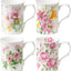 Set 4 Tazas Té Café Porcelana Hueso 9oz Floral