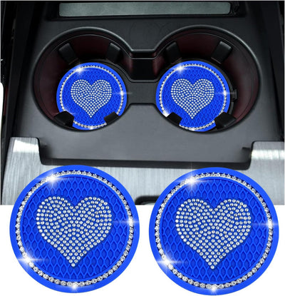 2 Pzas Portavasos Auto con Corazón Strass Antiderrapante