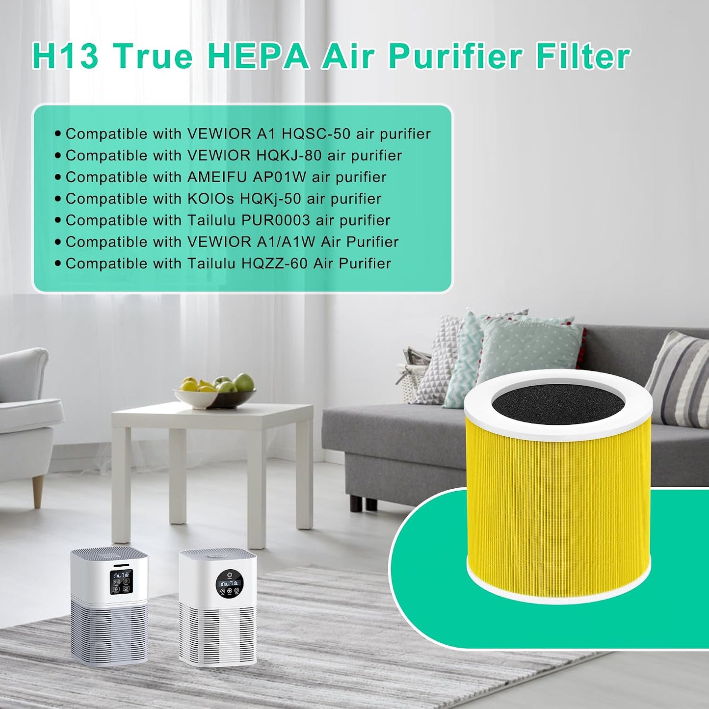 Filtro reemplazo A1 para purificador aire VEWIOR H13 HEPA