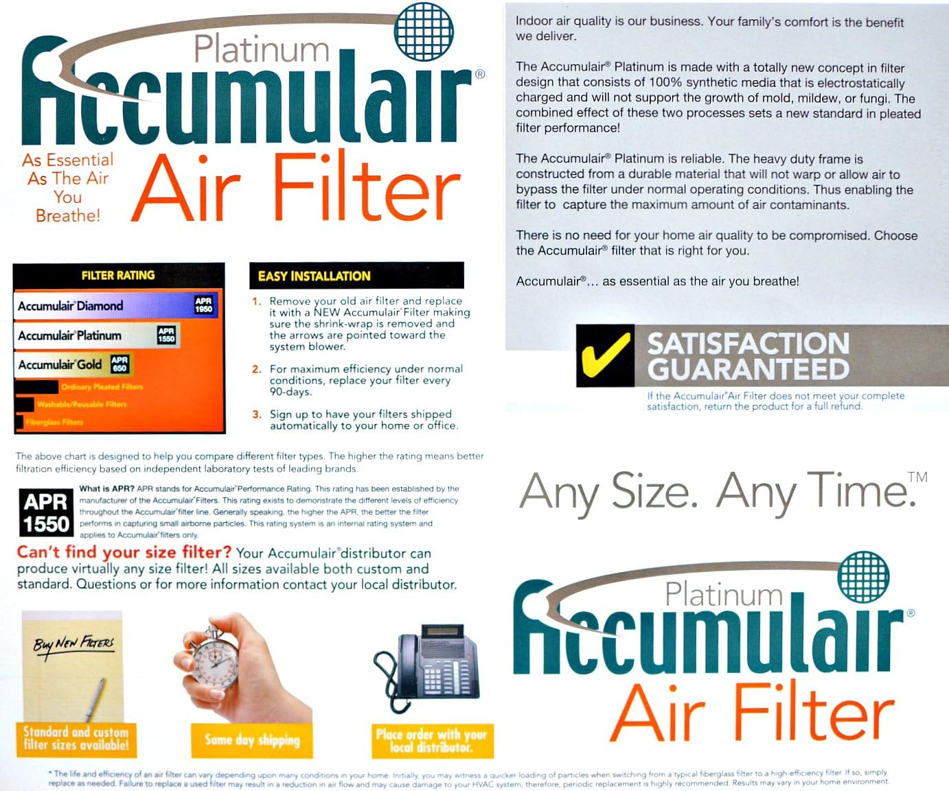 Filtro Platinum 16x20pulg MERV 11 Pack 4