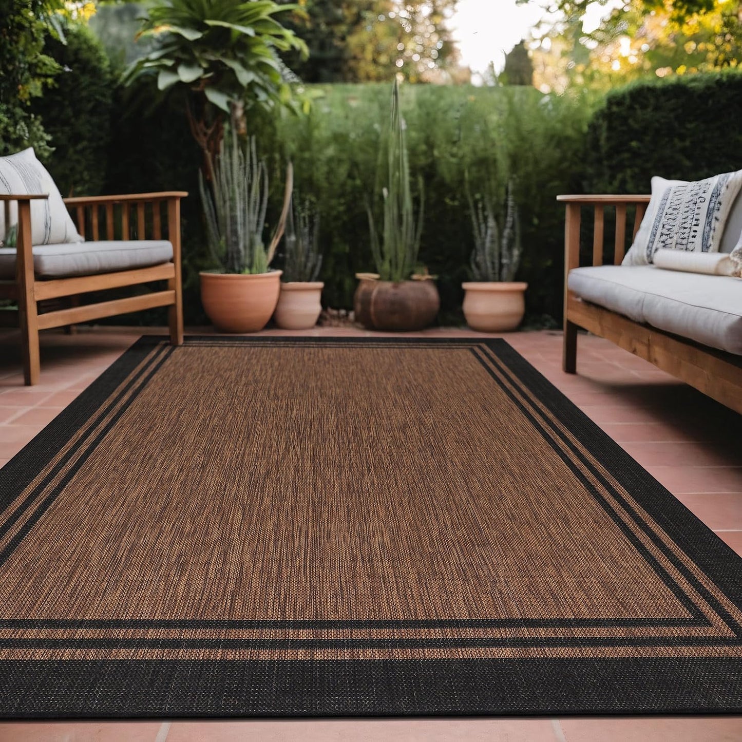 Alfombra exterior 6x9pies impermeable marrón