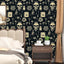 Papel tapiz calavera gótica bruja beige negro autoadhesivo