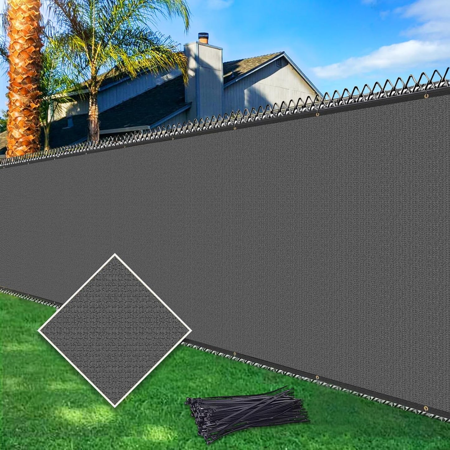 Malla privacidad valla 5x50pies tela resistente gris oscuro