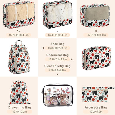 Set 8 cubos TSA aprobados con bolsa aseo transparente