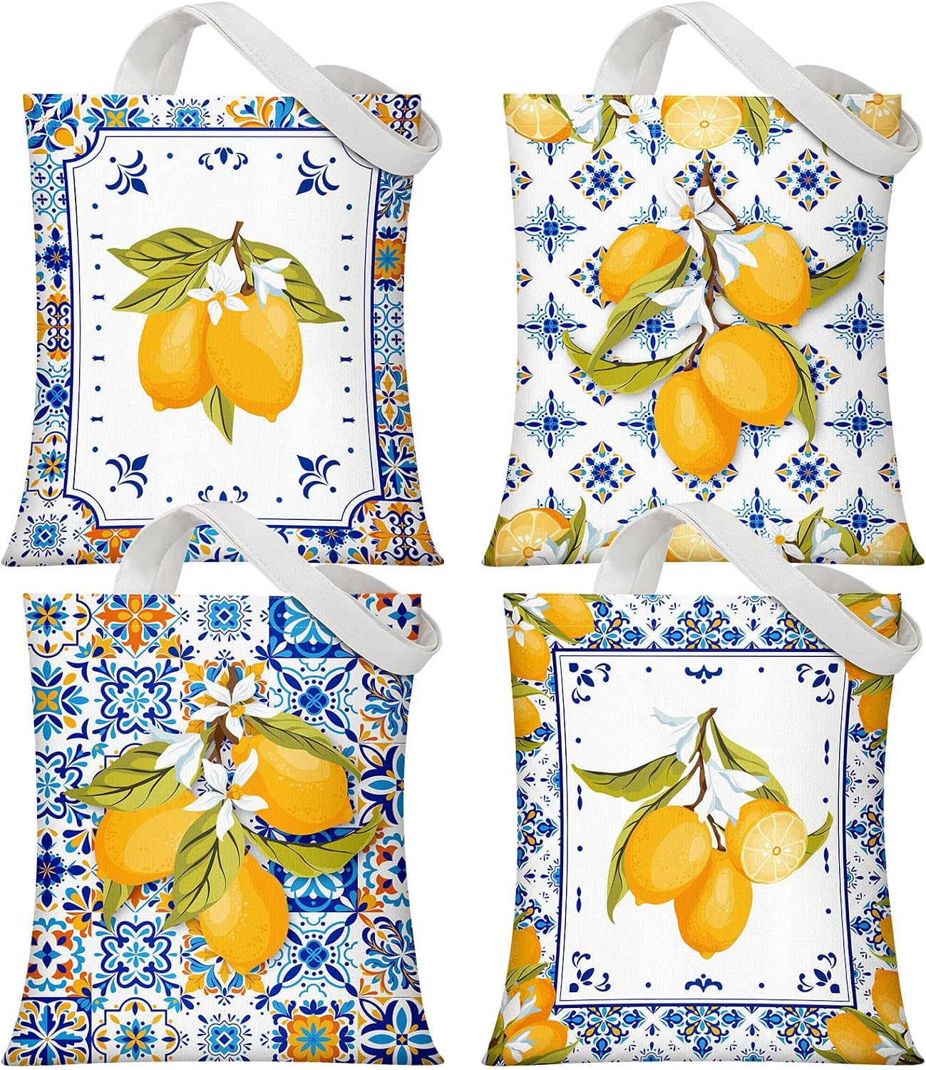 4 Pzas Bolsas Regalo Limón Amalfi Lona Capri Verano