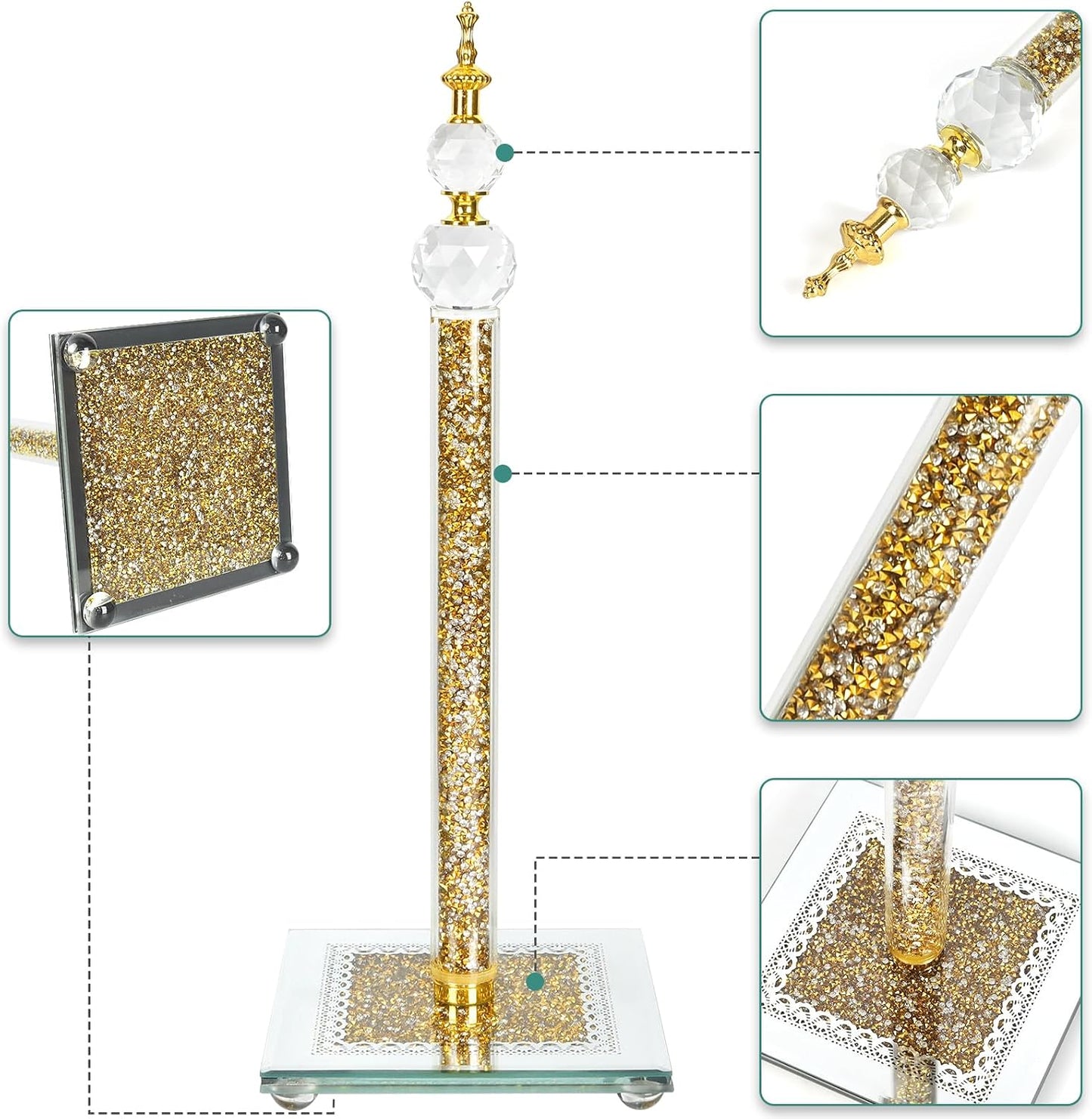 Soporte toallas papel dorado antiderrap con ventosas