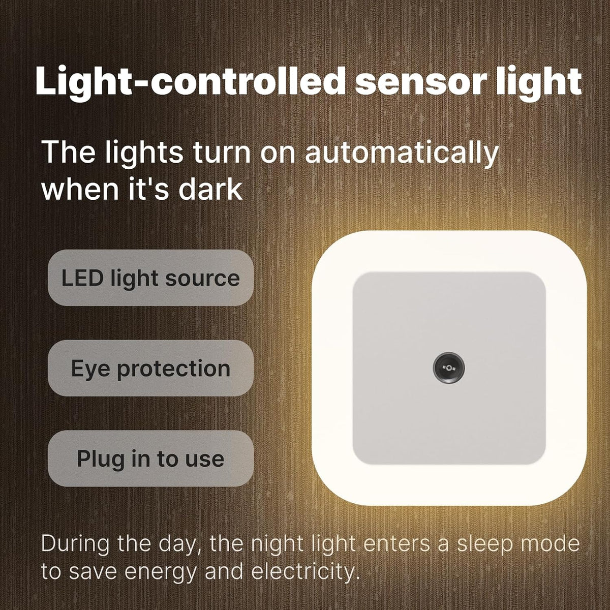 Luces nocturnas enchufables led sensor atardecer dormitorio
