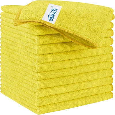 Paquete 12 toallas microfibra amarillo para auto hogar cocina