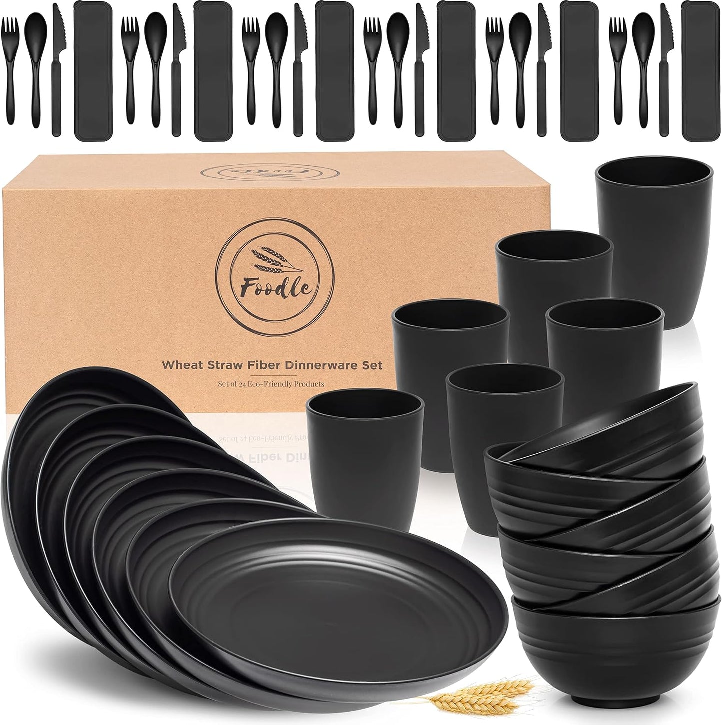 Set vajilla paja trigo sin BPA irrompible para microondas