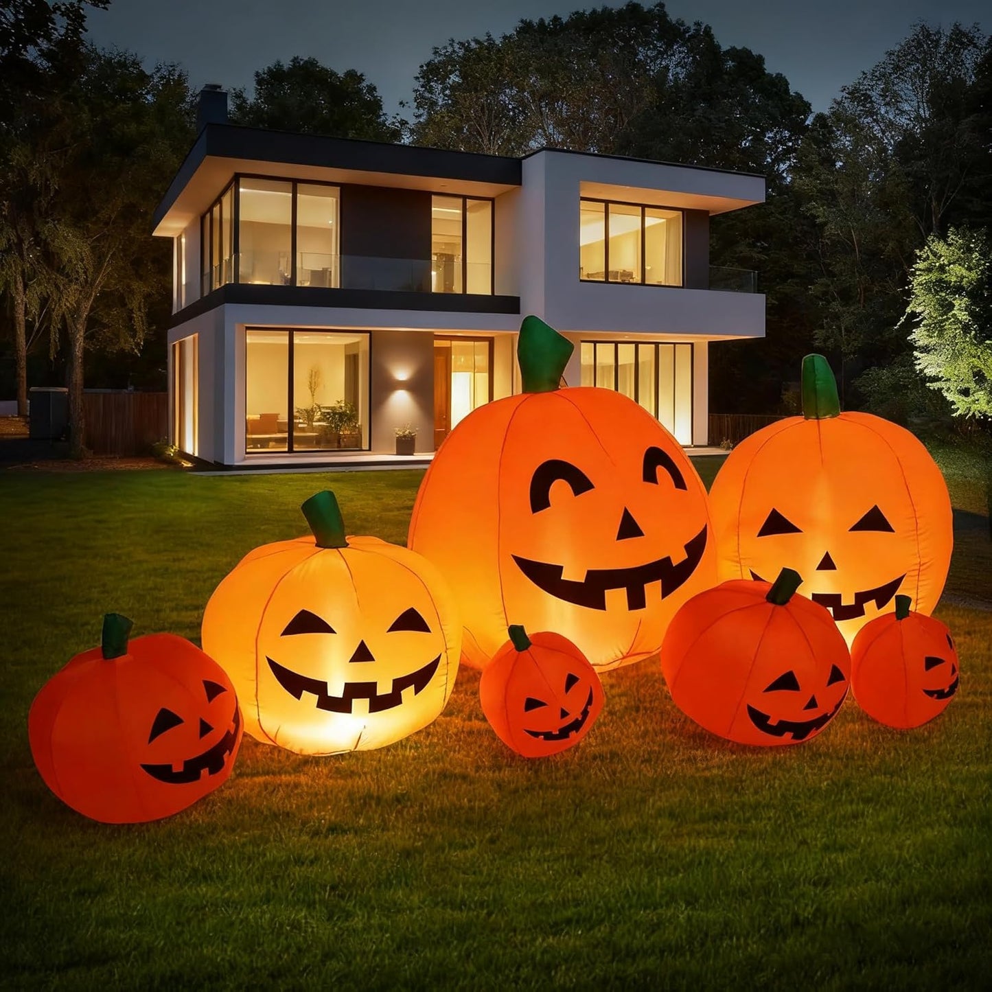 Campo calabazas inflable 7.5ft para otoño Halloween jardín