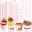 300 Tazas Postre Plástico 3-5oz Rosadas con Cucharas