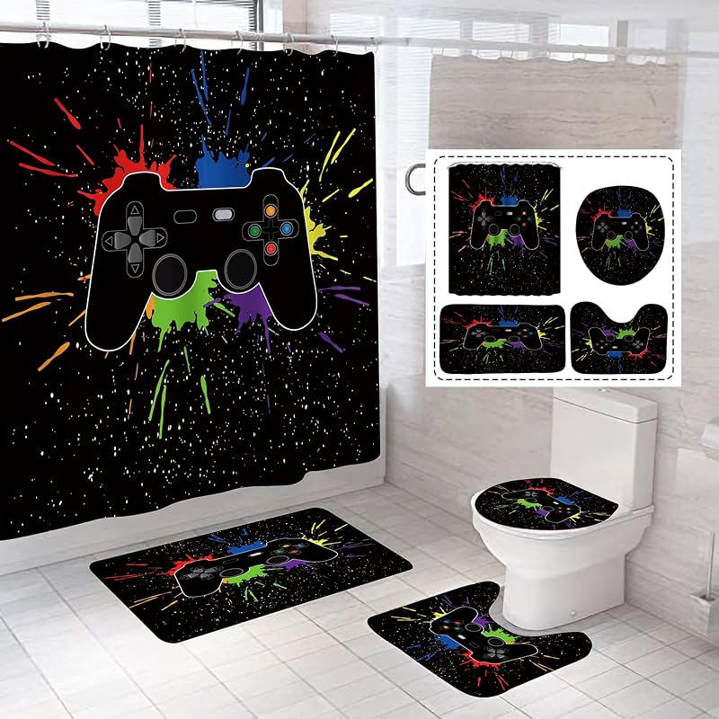 Juego 4 cortinas ducha 72x72pulg antideslizante