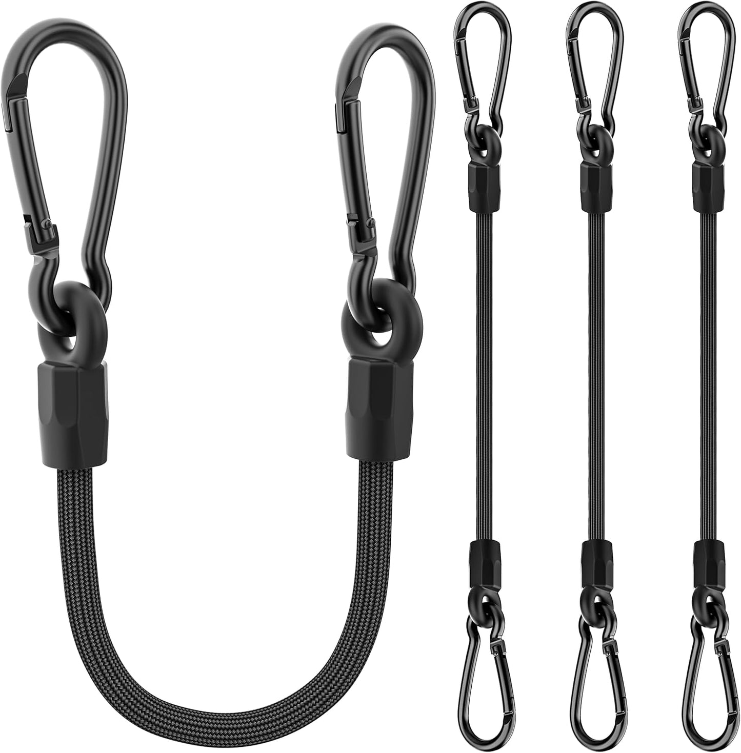 Cuerdas elásticas resistentes 12pulg con mosquetón negro