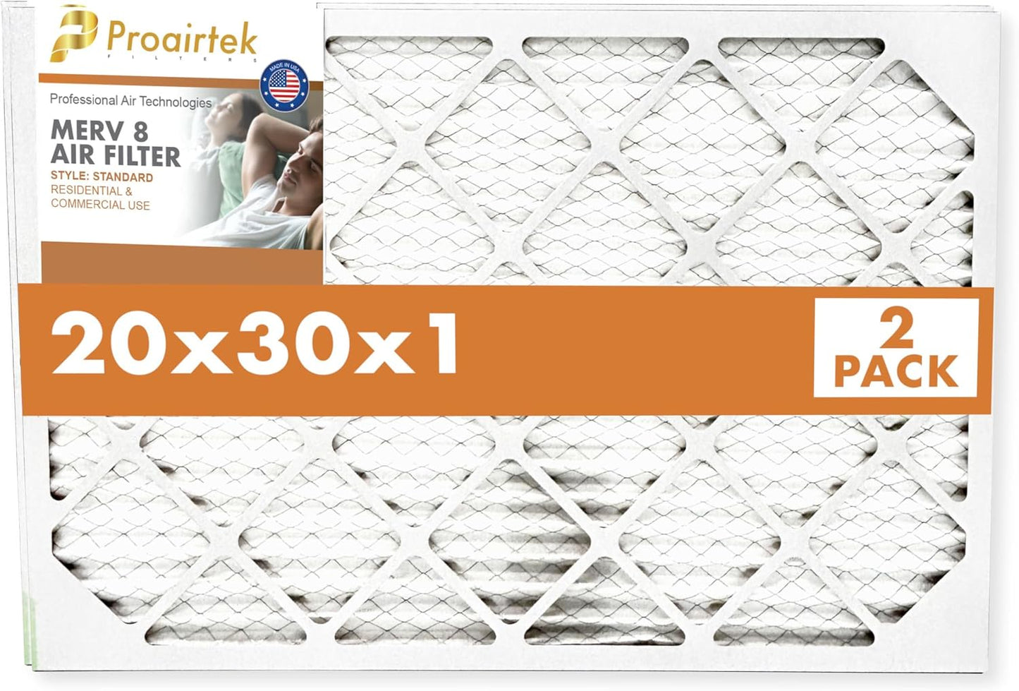 Pack 2 filtros aire MERV 8 20x30x1 para hogar