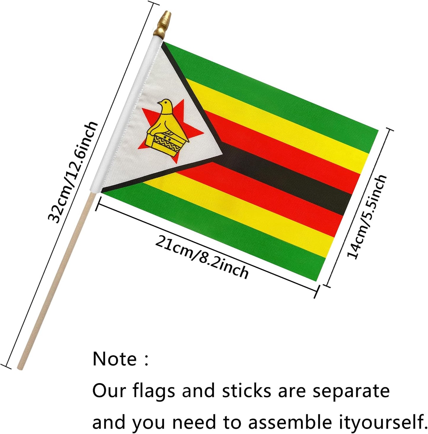 Bandera Zimbabue 5x8" pack 12