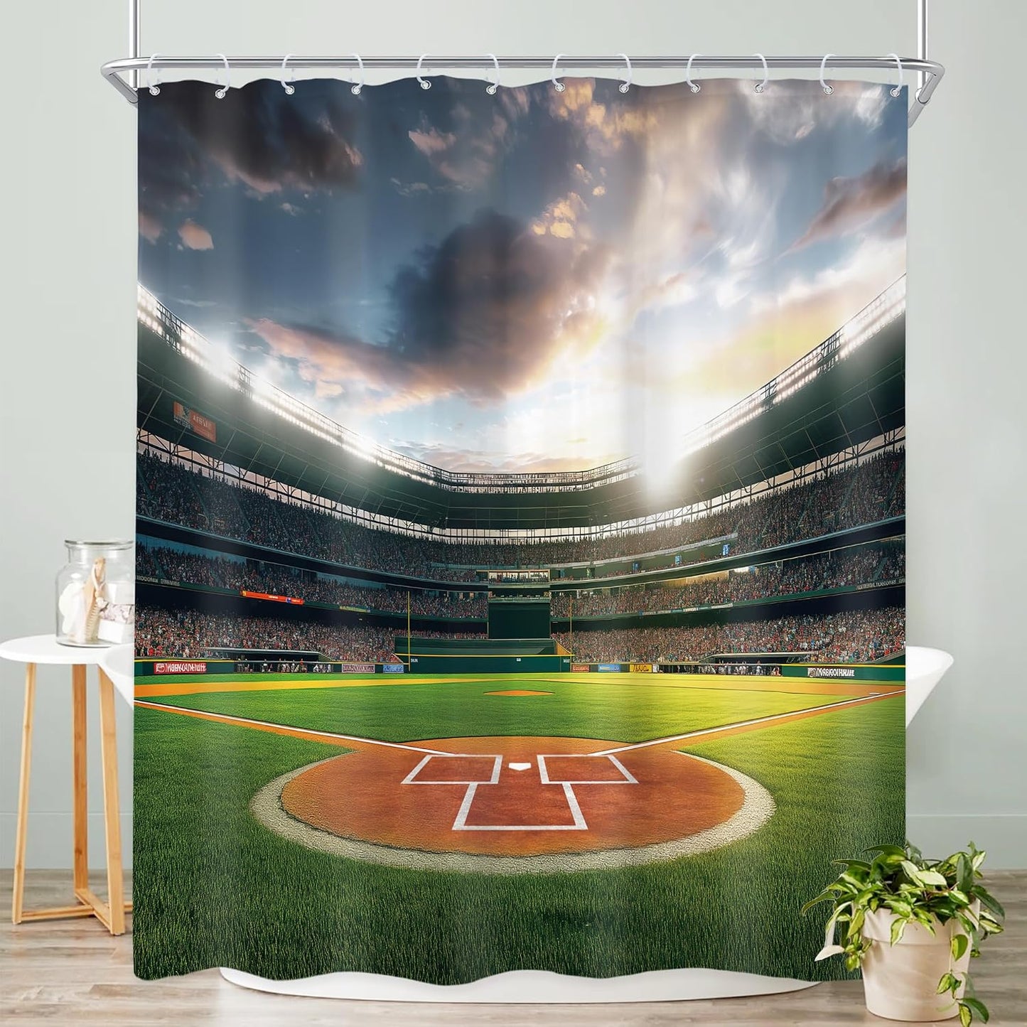 Cortina ducha campo béisbol 60x72pulg deporte profesional