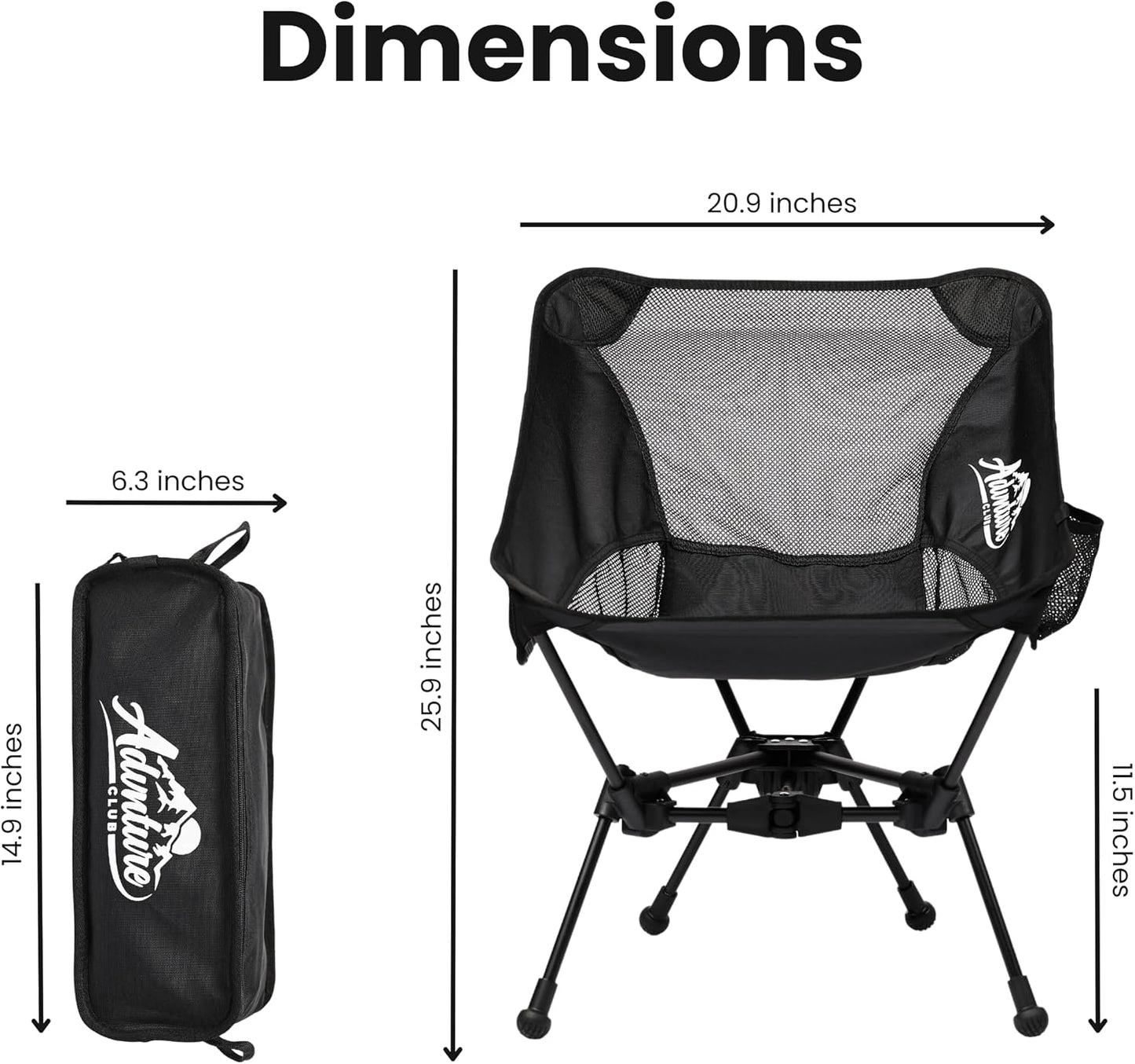 Silla camping portátil ligera plegable 330lb