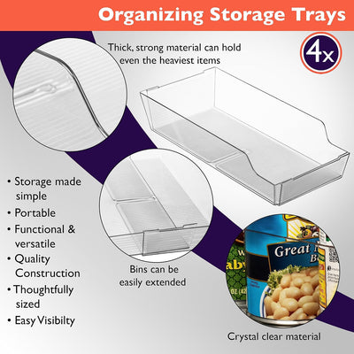 Organiz. latas ajustable para refrigerador paquete 4