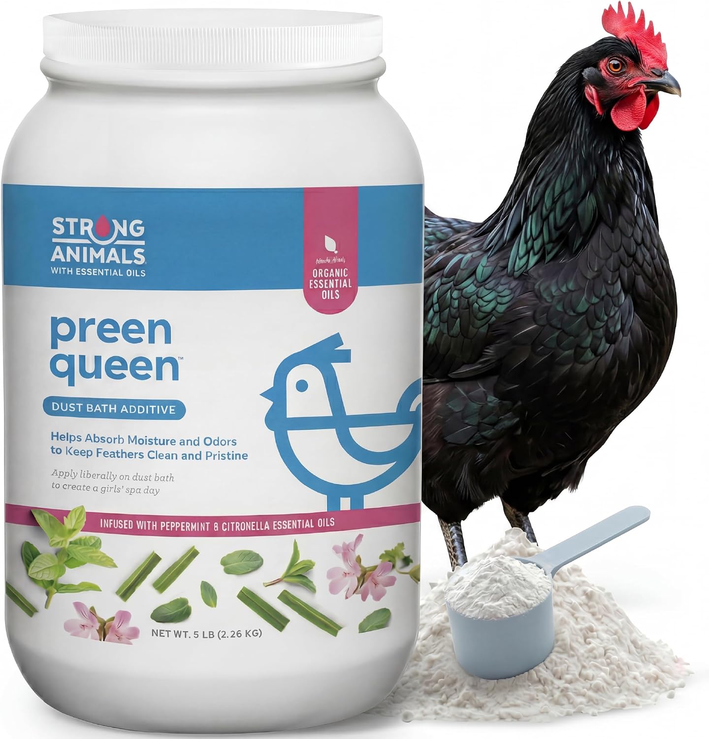 Aditivo baño polvo pollo con aceites menta y citronela 5lb