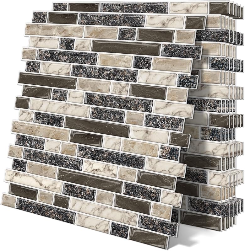 Azulejos 3D autoadhesivos marrón 12x12" para cocina baño