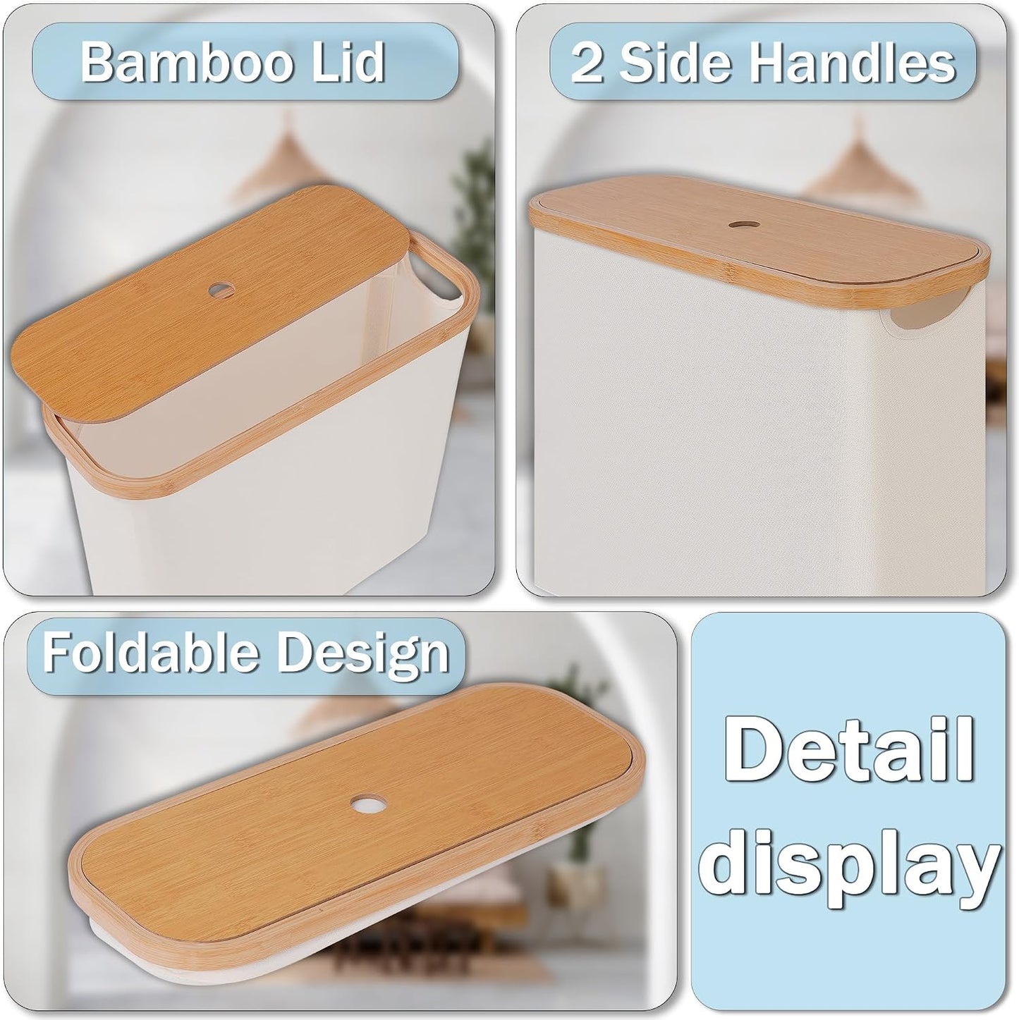 Cesta papel higiénico con tapa almacenamiento baño beige