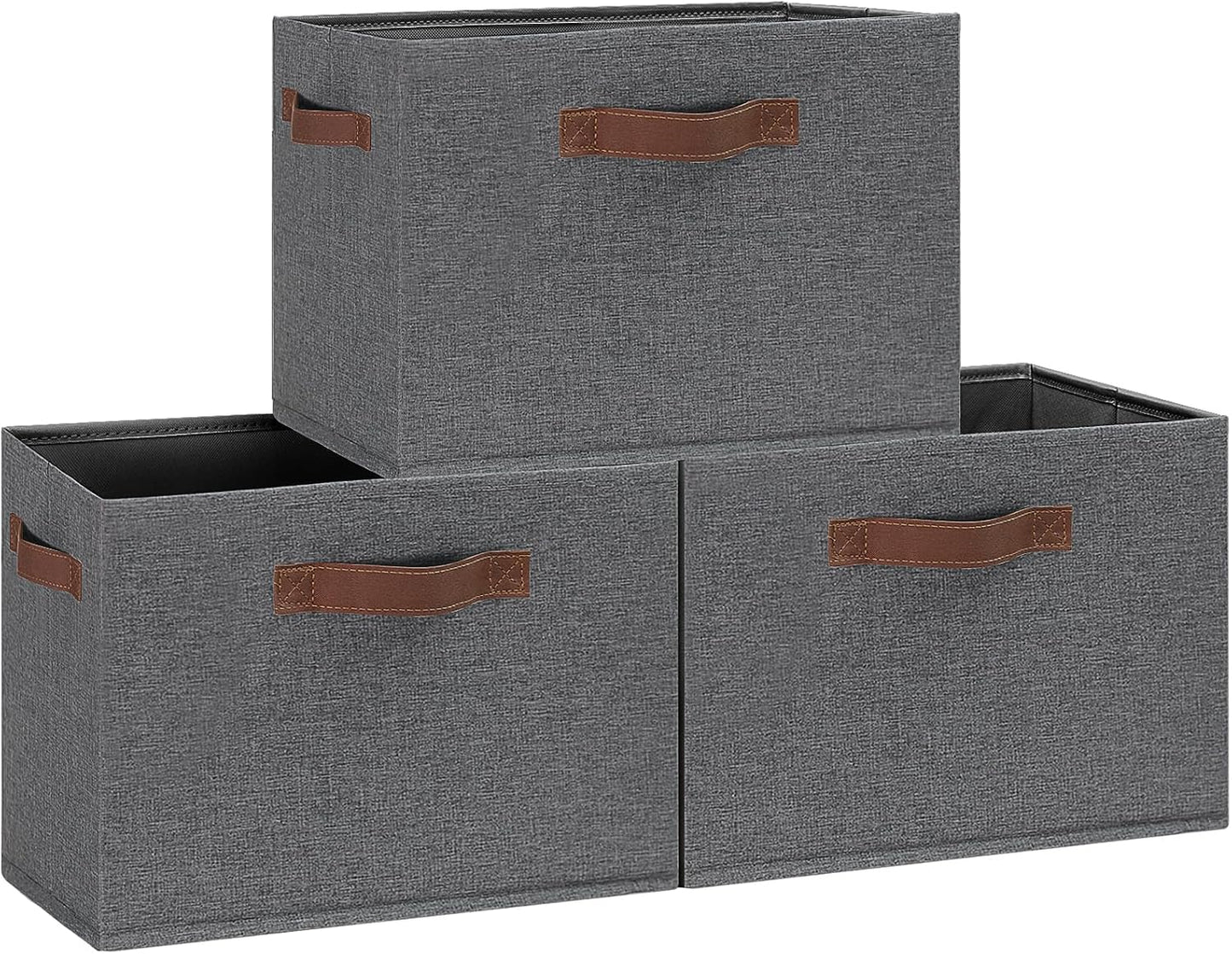 Cestas almacenamiento tela 15x11x9.6" gris plegables