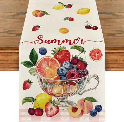 Taza frutas cereza fresa decoración mesa verano 13x72pulg