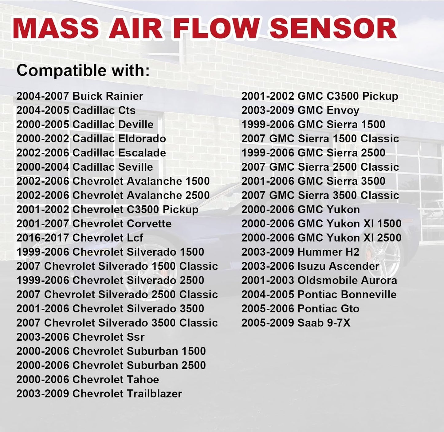 Sensor flujo aire MAF Chevy Silverado Suburban Tahoe 99-07