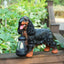 Estatua perro solar decoración jardín patio linterna artística