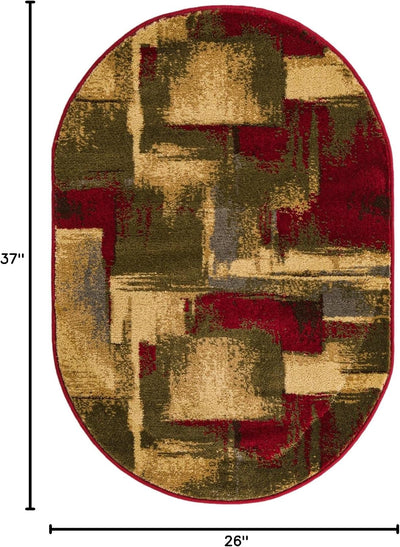 Alfombra área ovalada Timor 2'2"x3'1" multicolor y rojo