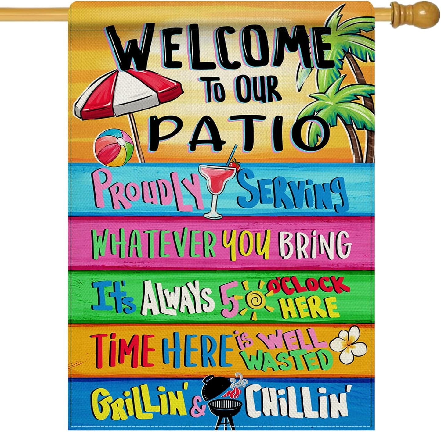 Bandera bienvenida patio verano 28x40pulg doble cara