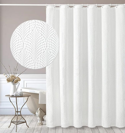Cortina ducha 72x84pulg tela blanca texturizada 3D moderna