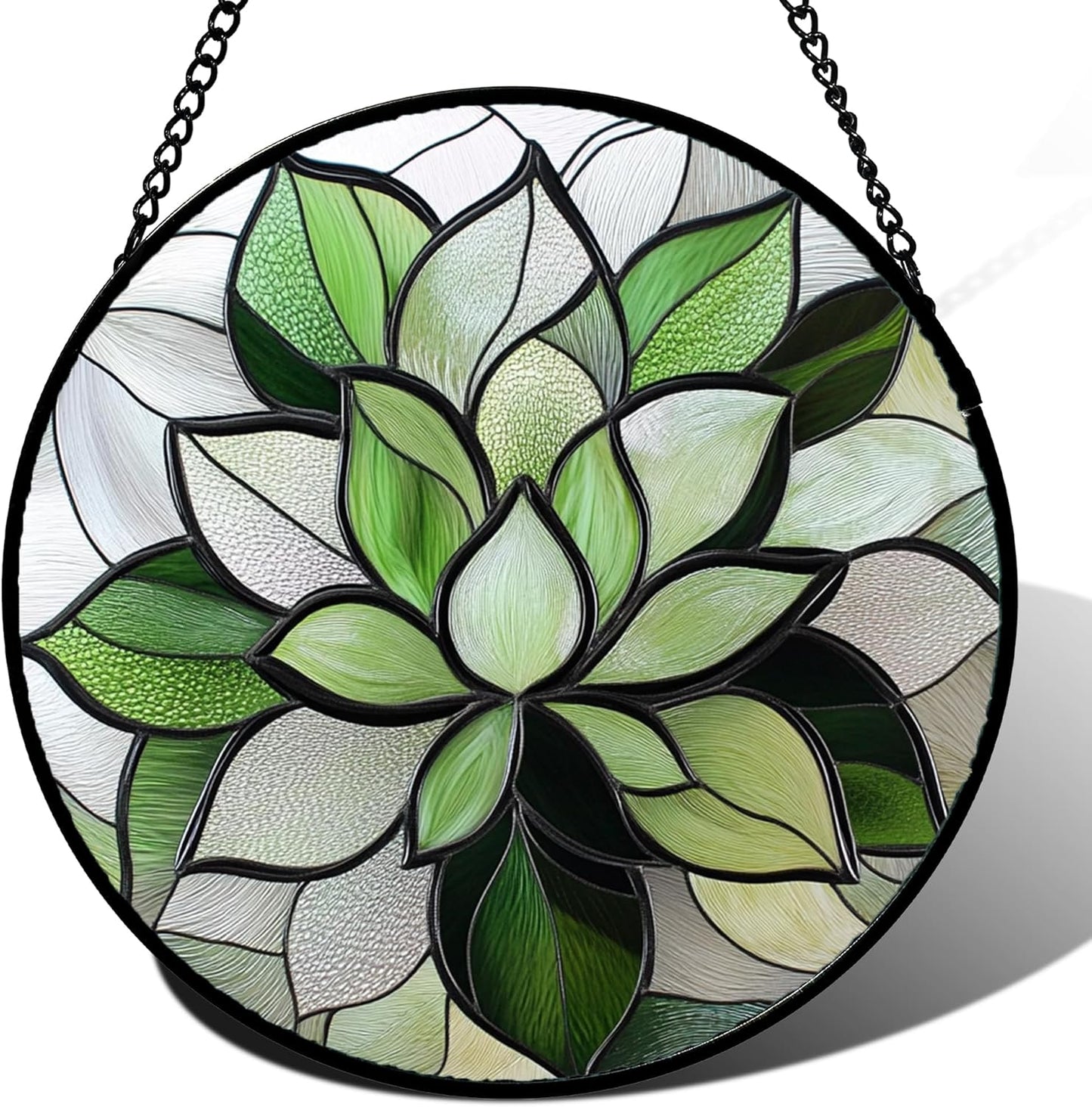 Colgante vidrio emplomado atrapasol plantas verdes decoración