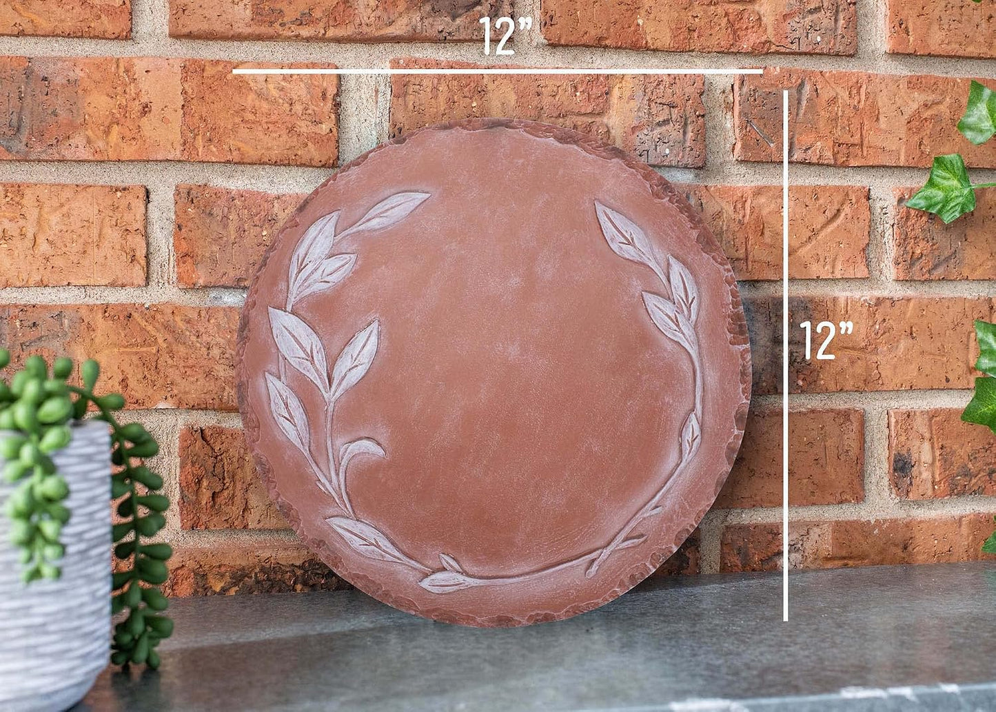 Corona laurel floral resina 12" decorativa jardín
