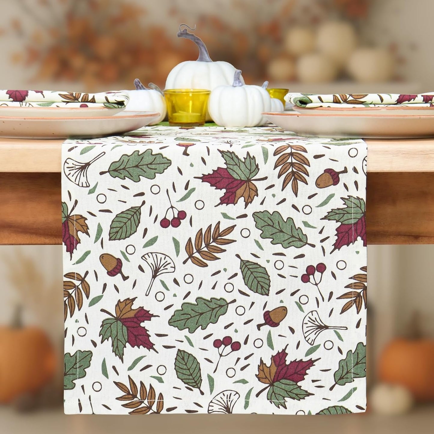 Centro mesa otoño hojas decoración cocina comedor sienna sage