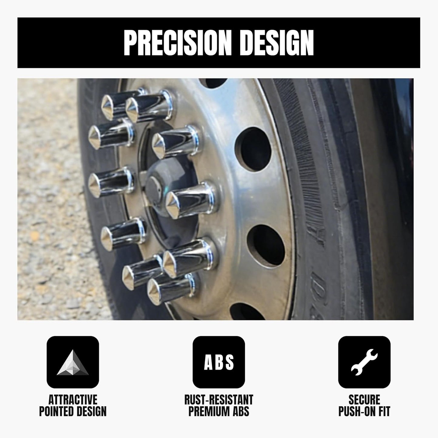 Tapones plástico ABS cromado 1.299" brida llanta set 40