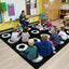 Alfombra educativa niños 7.5x13ft negra abstracta