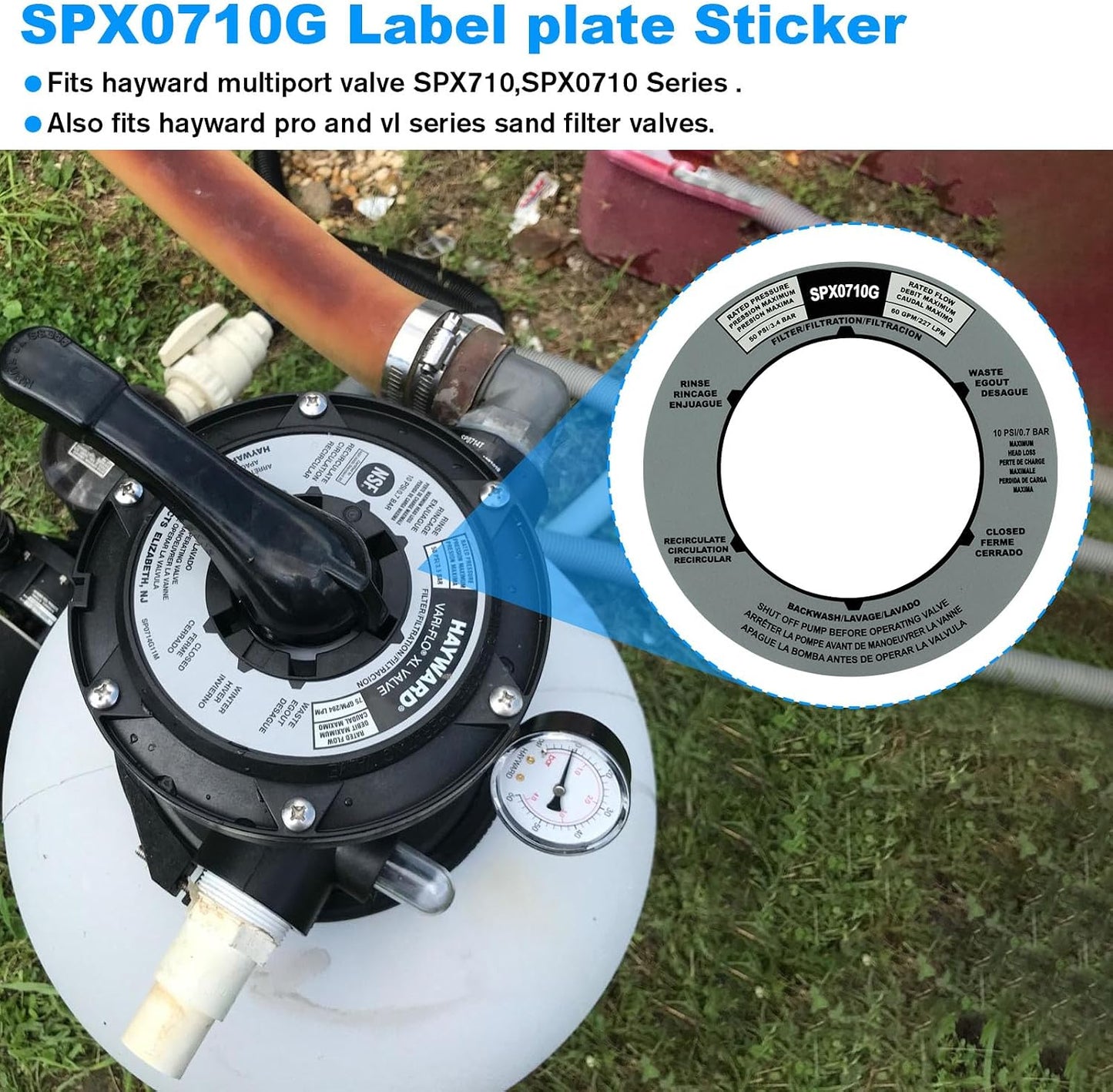 Etiqueta engomada para válvulas SPX710 Hayward