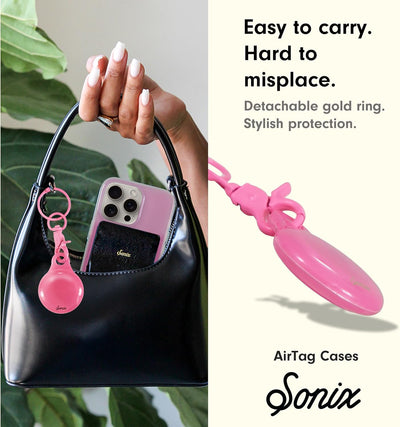 Fundas Sonix AirTag con llavero cangrejo rosa