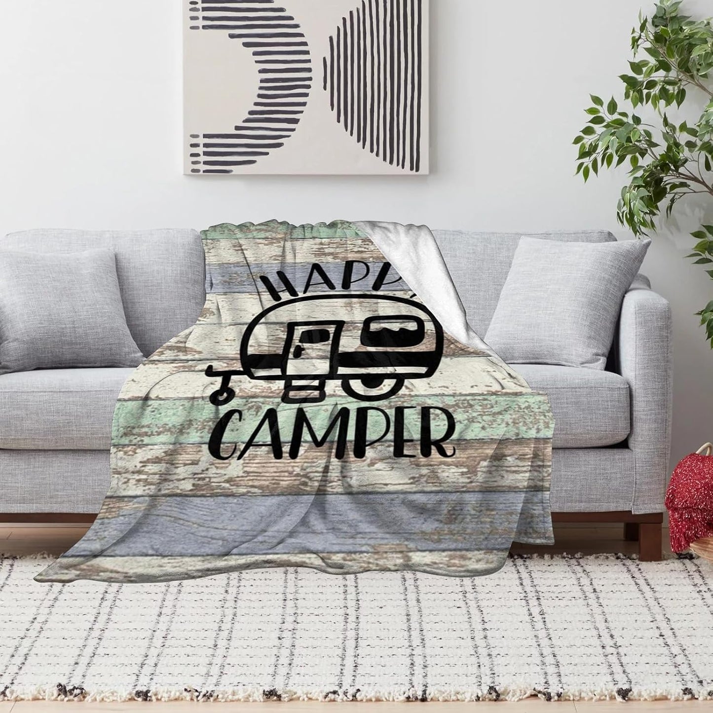 Manta franela campamento vintage 50x40 para casa rodante