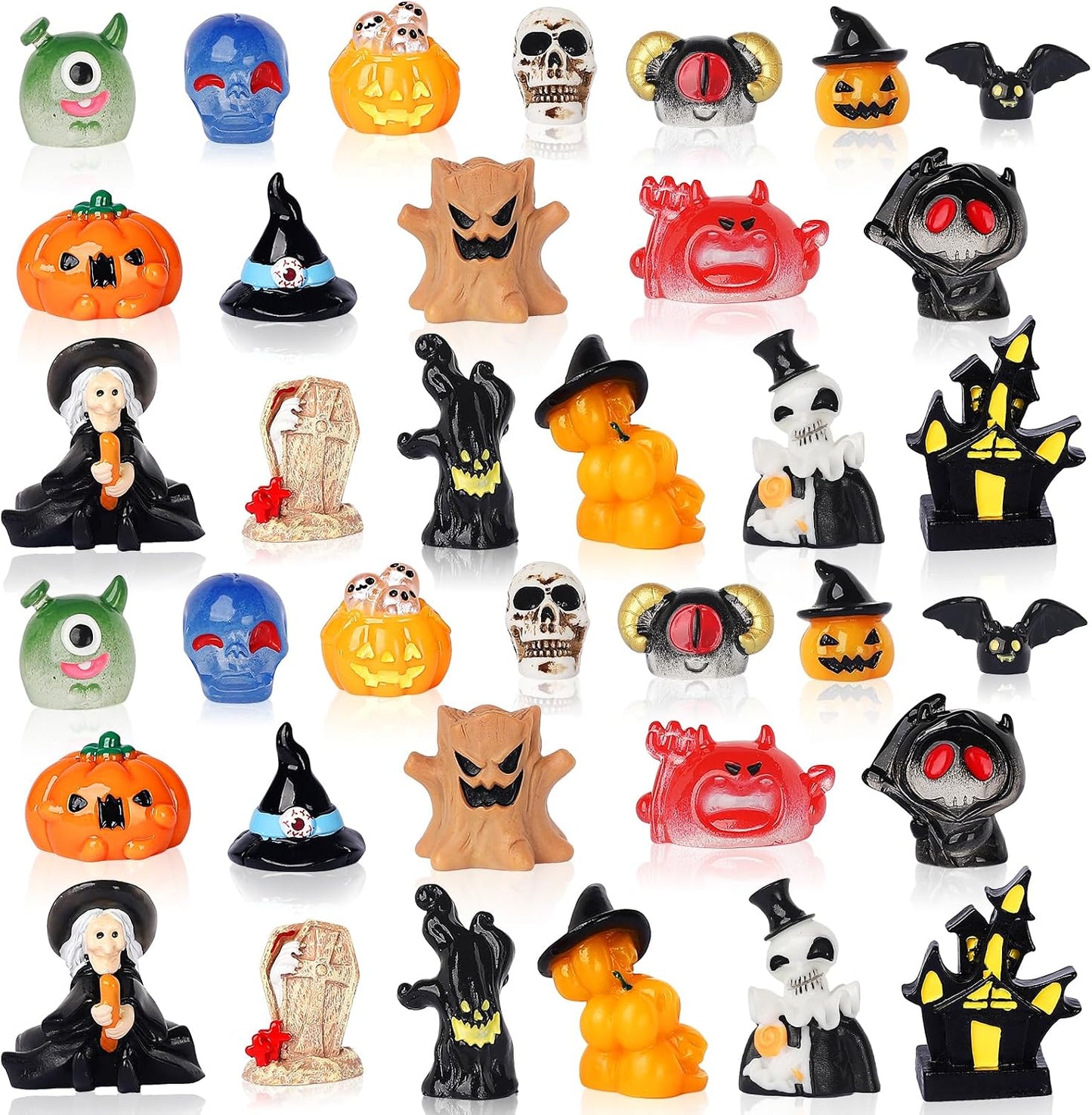 36 Mini Figuras Resina Halloween Animales Fantasma Calabaza Jardín
