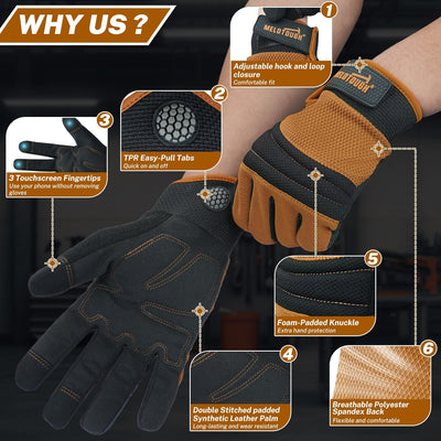 Guantes trabajo unisex tacto caqui
