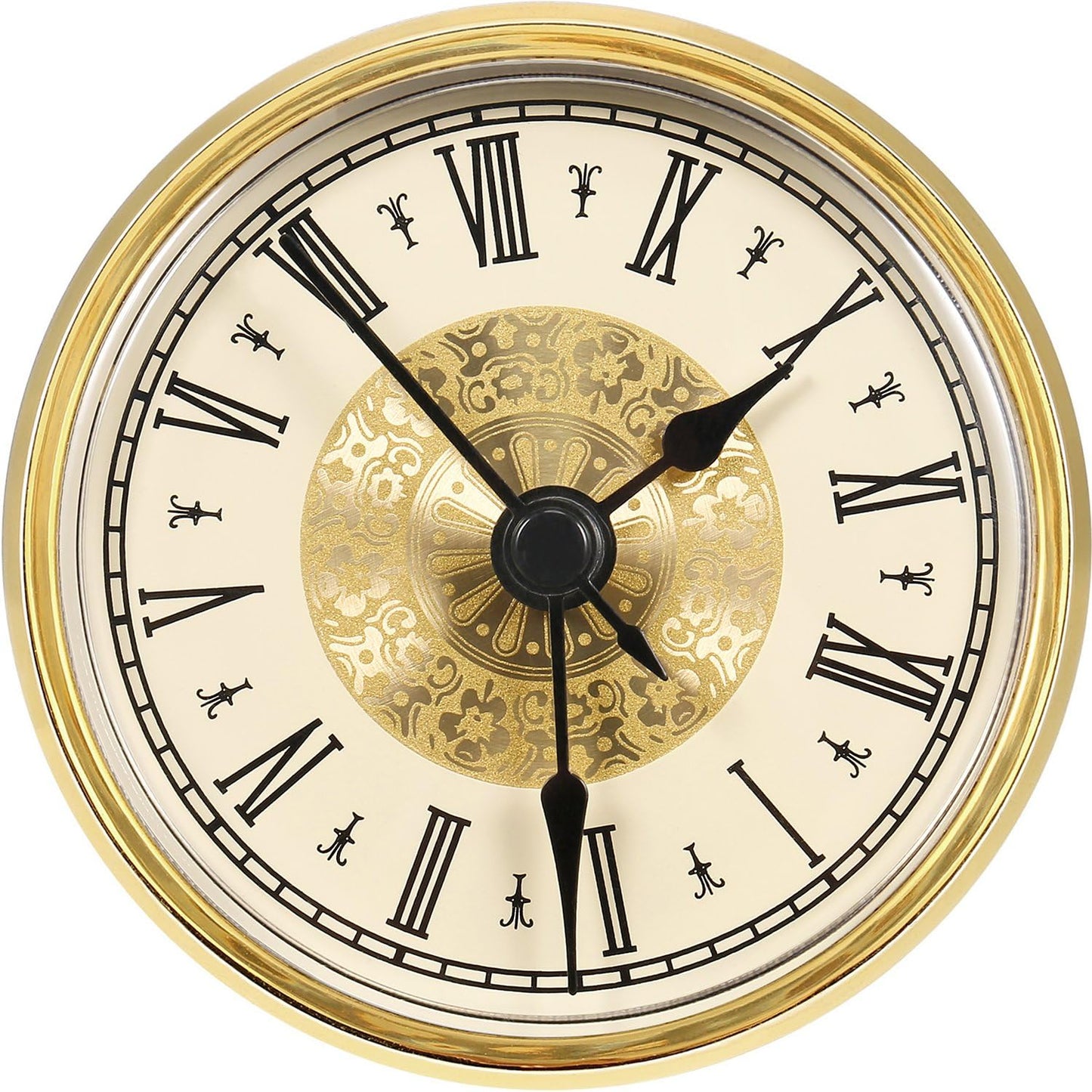 Reloj cuarzo inserto redondo cara blanca dorada 2.8pulg