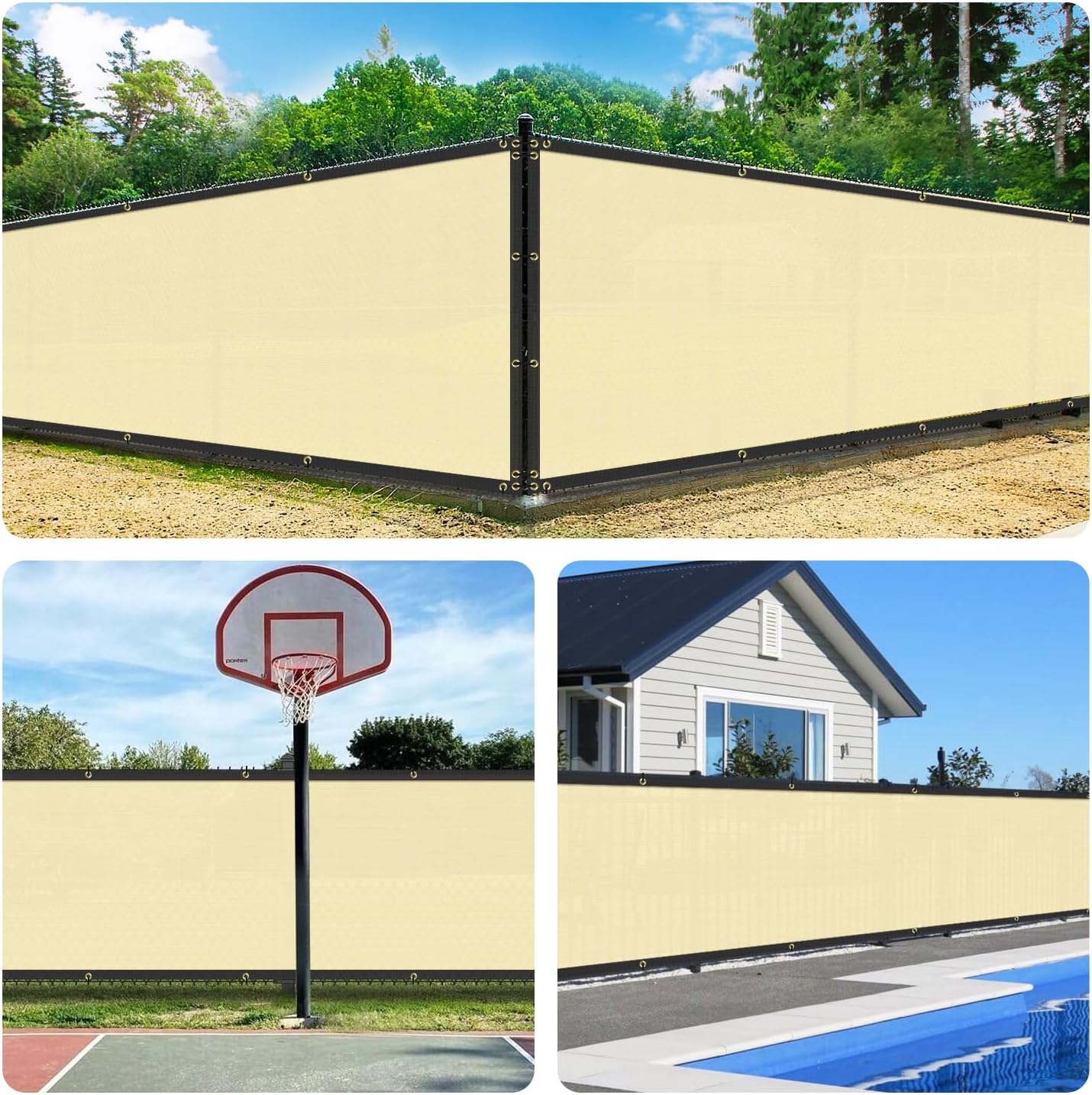 Valla privacidad 6x12ft malla beige 90% bloqueo