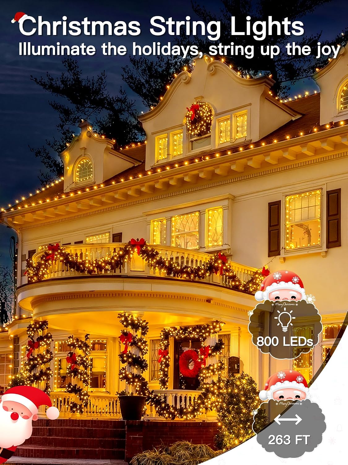 Tira luces navidad 263ft 800led impermeable control remoto