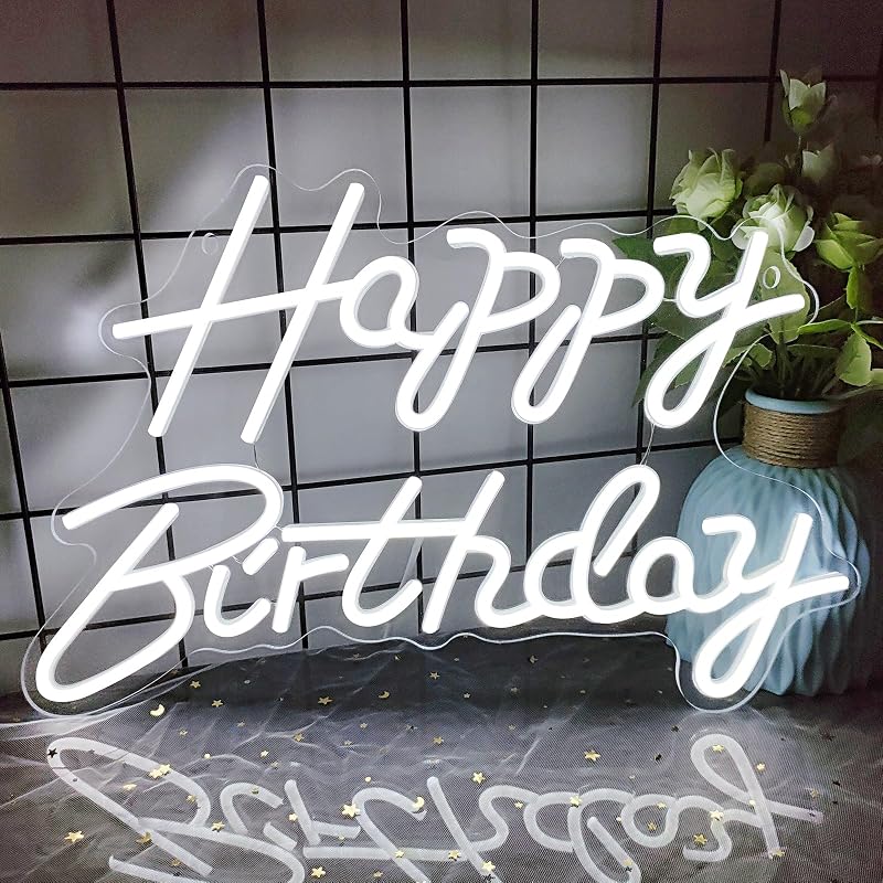 Letrero neón feliz cumpleaños LED regulable decoración pared