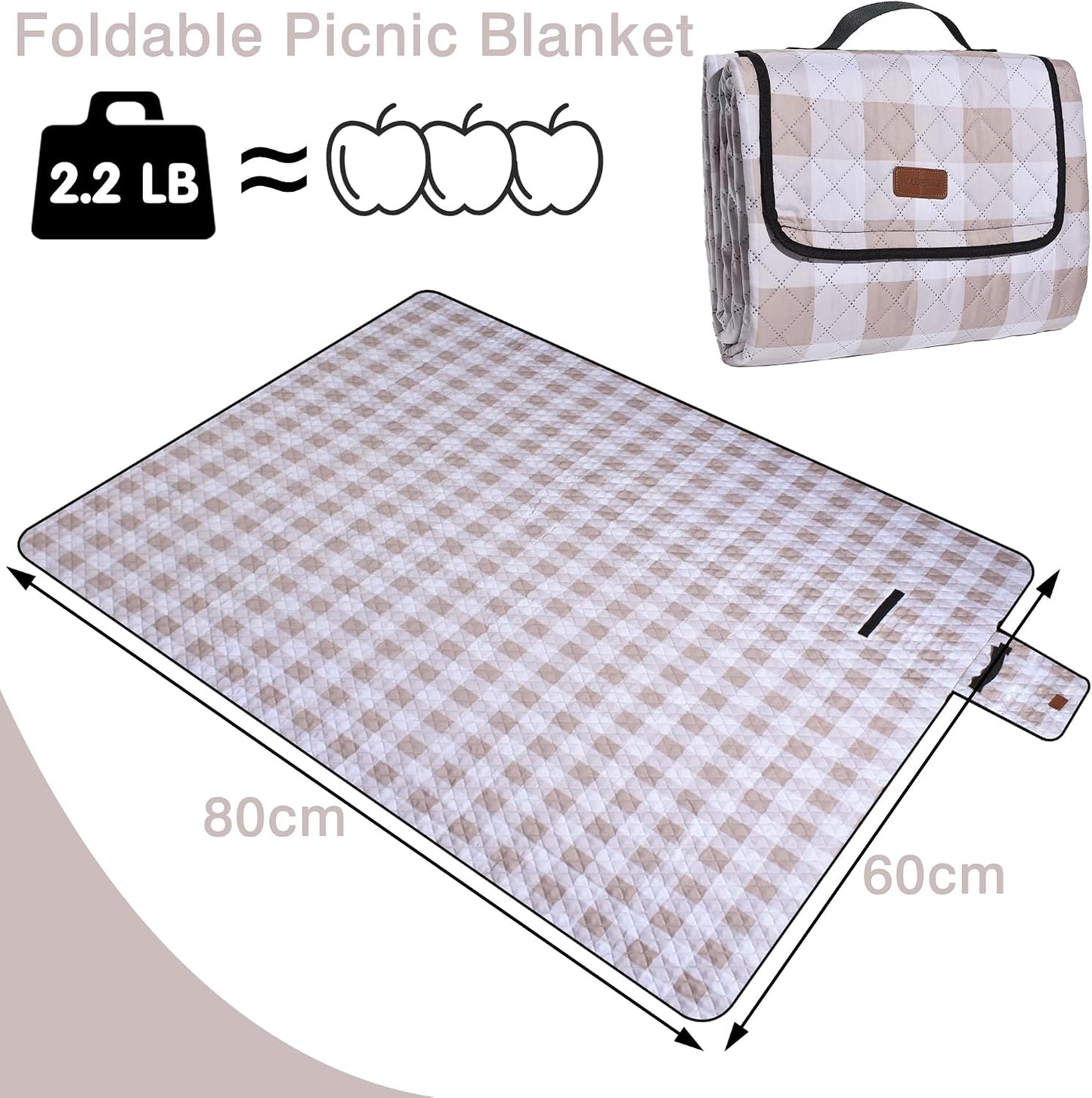 Manta picnic 80x60pulg impermeable plegable 5 capas